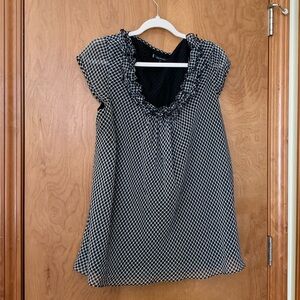 Anne Klein Black and White Gingham Blouse
